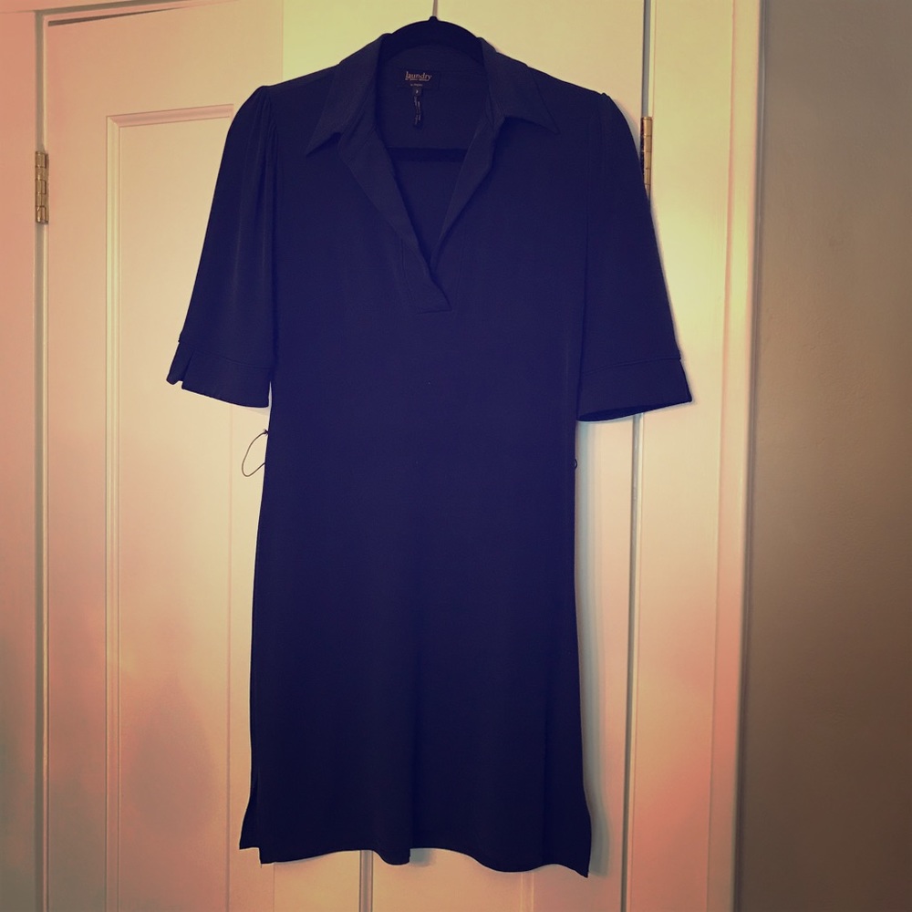 Laundry Navy Jersey collared dress. Size 2